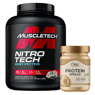 Muscletech Nitro-Tech Whey Protein 1814 Gr + Clean Powders Protein Spread Hazelnut Cream Combination