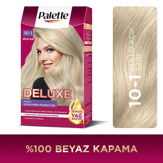 Palette Deluxe Hair Dye - Long-Lasting Nourishing Küllü Açık Sarı Color by Palette Palette Deluxe Hair Dye - Long Lasting & Nourishing hair dye, long-lasting hair color, nourishing hair dye, Palette Deluxe Saç Boyası, Küllü Açık Sarı hair color, hair care, hair coloring, cosmetic, beauty product, Palette hair dye, nourishing hair color, vibrant hair color, healthy hair