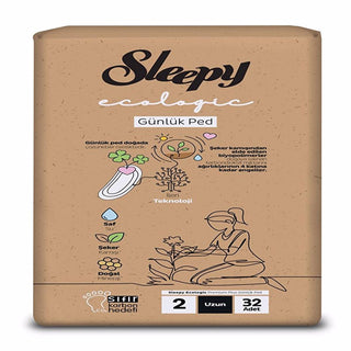 sleepy ecologic daily super long pads pack, ecological super long pads close up, sleepy eco-friendly pads 32 count Sleepy Ecologic Daily (Size 2) Super Long Pads - 32 Count Sleepy Ecologic Long Pads - Super Comfort 32 Count sleepy, ecologic-pads, super-long-pads, menstrual-products, eco-friendly, biopolymer, daily-use, comfortable-pads, sanitary-napkins, ai-generated