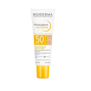 bioderma aquafluide spf50 light 40ml bottle view, bioderma sunscreen texture application, bioderma photoderm aquafluide SPF50 ingredients Bioderma Photoderm Aquafluide SPF50+ - Light | 40 ml Bioderma Aquafluide SPF50+ - Light Sunscreen 40ml bioderma, sunscreen, spf50+, light, face-sunscreen, oil-control, water-based, dermatologically-tested, makeup-base, ai-generated