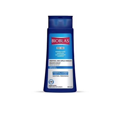 Bioblas Anti-Dandruff Shampoo for Men with Menthol & Apple Vinegar, 12.17 fl oz - Thermal Water & Zinc for Dandruff Cont