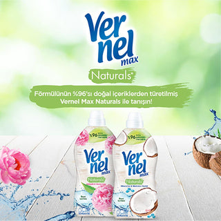 vernel coconut laundry softener bottle, close up of vernel max naturals coconut softener Vernel Coconut Concentrated Laundry Softener - Max Naturals 1440 ml | Ideal for Homeowners & Laundry Enthusiasts Vernel Coconut Laundry Softener - Max Naturals laundry-softener, vernel, coconut, natural-cosmetics, fabric-care, household-cleaning, softener, laundry-care, e-vitamins, ai-generated