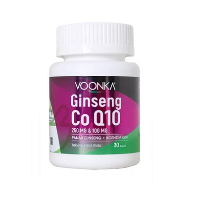 Voonka Ginseng & Coenzyme Q10 Dietary Supplement - 30 Capsules for Energy & Antioxidant Support