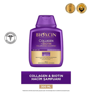 Bioxcin Collagen & Biotin Volume Shampoo - Strengthens & Volumizes Hair, Hypoallergenic, Paraben-Free Bioxcin Collagen & Biotin Shampoo for Volume & Strength Collagen shampoo, Biotin hair care, Volume shampoo, Hypoallergenic hair products, Paraben-free shampoo, Hair volumizer, Hair strengthening shampoo, Dermatologically tested hair care, Natural hair products, Hair loss prevention, Hair growth support, Healthy hair shampoo
