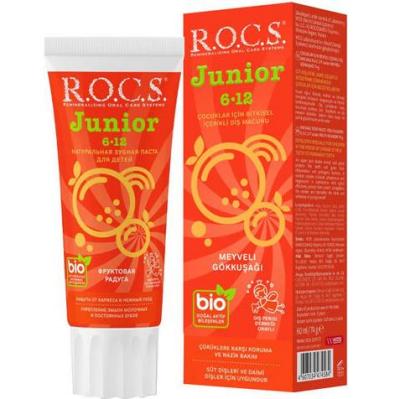 Rocs Junior Natural Children's Toothpaste, SLS & Fluoride-Free, Xylitol, Fruit-Flavored for Kids Aged 6-12 - 60ml