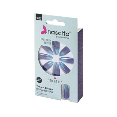 Nascita Premium Nail Tips Stiletto Colorful Design - 24 Piece Set for Nail Art & Beauty