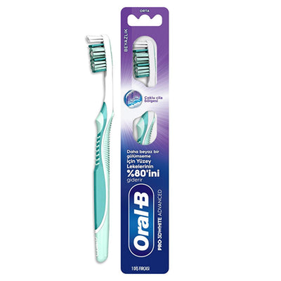 Oral-B Pro-3DW Advanced Whitening Manual Toothbrush: Charcoal Infused Bristles for Stain Removal - Whiter Teeth & Fresh 
