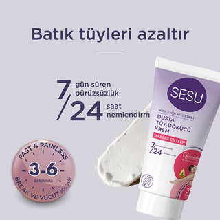 Sesu Hair Removal Cream for Sensitive Skin - Gentle, Effective, and Convenient - 5.07 fl oz Sesu Hair Removal Cream for Sensitive Skin - 5.07 fl oz hair removal cream, sensitive skin hair removal, Boswellia Serrata Gum hair removal cream, Vitamin E hair removal cream, Aroma Guard hair removal, gentle hair removal, convenient hair removal, smooth skin, irritation-free, beauty routine, personal care, cosmetic product, skin care