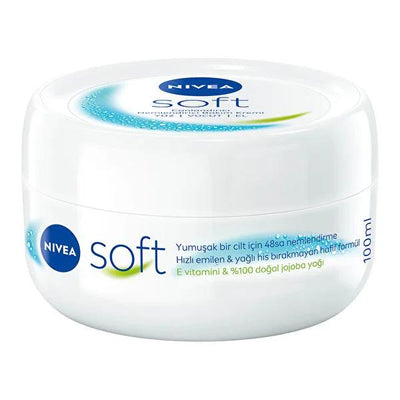 Nivea Soft Moisturizing Body Care Cream - Non-Greasy, Vitamin E & Jojoba Oil Enriched for All Skin Types 100 Ml