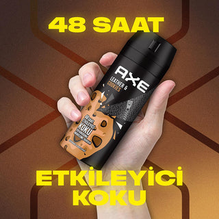Axe Leather & Cookies Deodorant Spray for Men: 48 Hour Odor Protection, Long Lasting Fresh Scent with Cardamom & Mandarin Notes Axe Leather & Cookies Deodorant: 48 Hour Freshness! Axe deodorant, men's deodorant spray, long lasting deodorant, kakule mandalina deodorant, leather cookies deodorant, 48 hour odor protection, fresh scent deodorant, body spray for men, deodorant, body spray, men's grooming, fragrance, cardamom, mandarin, leather, suede, cookie, vanilla, personal care, odor protection, axe body spr