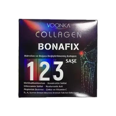 Voonka Collagen Bonafix: Triple Collagen Support for Joint Health, Enhanced with Vitamin C, D3, K2, Hyaluronic Acid - 30