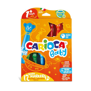 Carioca Teddy Jumbo Washable Markers for Toddlers - 12 Pack, Non-Toxic Art Supplies for Children Aged 1+ Carioca Teddy Jumbo Washable Markers for Toddlers washable markers for toddlers, non-toxic art supplies, ergonomic markers for children, Carioca Teddy Jumbo, baby art supplies, washable markers, toddler art supplies, children's art supplies, non-toxic markers, art supplies for children, creative tools for toddlers