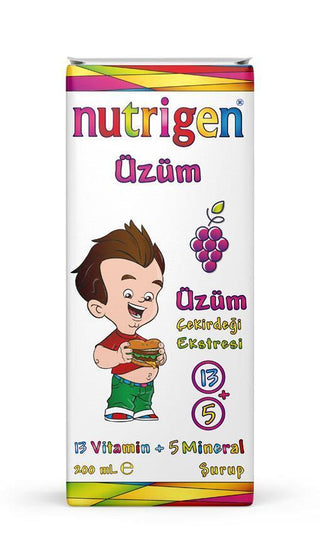 Nutrigen Vitamin Syrup for Kids - Grape Seed Extract Multivitamin Liquid for Immune Support, Healthy Growth & Development - 200ml Nutrigen Kids Vitamin Syrup - Immune Support & Healthy Growth vitamin syrup for kids, children's multivitamin liquid, grape seed extract supplement, nutrigen vitamin syrup, vitamins and minerals for children, immune support for kids, children's health supplements, liquid vitamins for toddlers, nutritional support for children, multivitamin, liquid multivitamin, children's vitamin