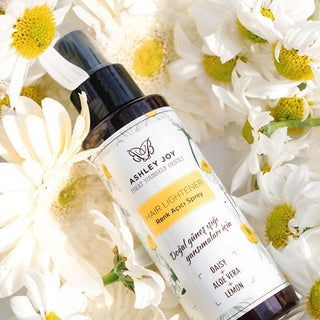 Ashley Joy Hair Lightening Spray: Natural Sun-Kissed Highlights, Chamomile & Lemon for Brown to Blonde Hair, Adds Shine & Repairs (3.72 fl oz) Ashley Joy Hair Lightening Spray - Natural Sun-Kissed Highlights hair lightening spray, natural hair highlights, sun-kissed hair look, chamomile hair lightener, lemon hair spray, aloe vera hair repair, leave-in hair lightener, hair shine spray, natural brown to blonde hair, hair highlighting spray, hair lightener, chamomile extract, lemon extract, aloe vera, brown ha