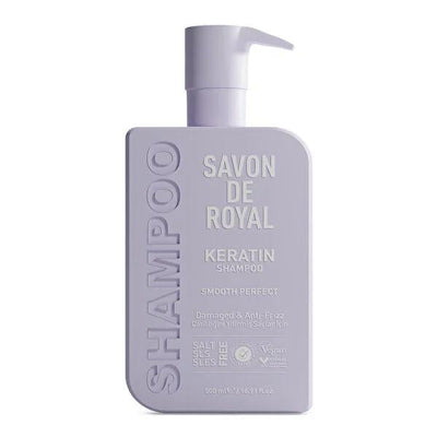 Savon De Royal Keratin Shampoo - SLS SLES Free, Vegan Shampoo for Damaged Hair - Smoothing, Shine & Frizz Control - 500m