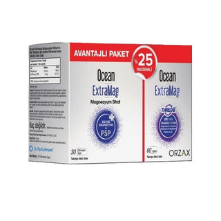 ocean extramag sashe packaging, ocean extramag threog tablets bottle Ocean ExtraMag Saşe + Ocean ExtraMag Threog 60 Tablets Ocean ExtraMag Saşe + Threog Tablets - Magnesium Combo ocean, magnesium-supplement, vitamin-b6, health-supplement, dietary-supplement, magnesium-deficiency, wellness, energy-support, ai-generated, vitamins