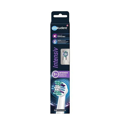 Prokudent Electric Toothbrush Replacement Heads Intensiv - 3 Pack, Compatible with Oral-B & Prokudent Models