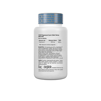 Voop Magnesium Supplement 200mg - Triple Magnesium Complex (Malate, Citrate, Bisglycinate) - 30 Tablets for Enhanced Abs