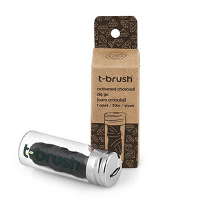 T-Brush Eco-Friendly Activated Charcoal Dental Floss - 30m, Vegan, Sustainable Oral Care T-Brush Eco-Friendly Dental Floss - Sustainable Oral Care eco-friendly dental floss, natural oral care products, vegan dental floss, activated charcoal floss, sustainable oral hygiene, sustainable living, oral care, eco-friendly oral care, natural dental floss, vegan oral care, biodegradable dental floss, recyclable dental floss, glass container dental floss, mint flavored dental floss, healthy gums, plaque removal, fre