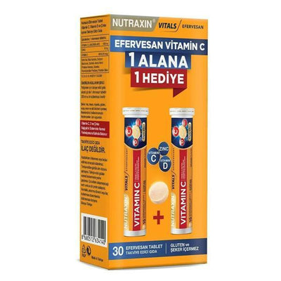 Nutraxin Vitamin C D Zinc Effervescent Tablets - 2 Pack: Supercharge Your Immunity with Vitamin C, D & Zinc - Easy Absor
