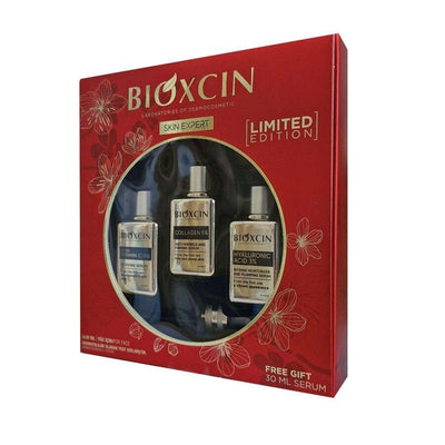 Bioxcin Skin Expert Skin Care Set: Vitamin C, Collagen & Hyaluronic Acid Serums for Intense Hydration, Radiant Skin & An