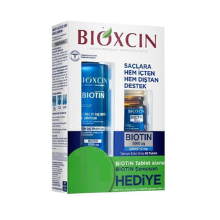 Bioxcin Biotin Supplement Set - 60 Tablets & 300ml Shampoo for Hair Growth, Strength, & Reduced Hair Loss Biotin Supplement Set for Hair Growth - 60 Tablets & 300ml Shampoo Biotin Supplement, Hair Growth Vitamins, Biotin Shampoo Set, Hair Loss Treatment, Biotin and Zinc Supplements, Hair Health, Hair Strength, Hair Care, Biotin Tablets, Zinc Supplements, Hair Growth Supplements, Healthy Hair, Hair Nourishment