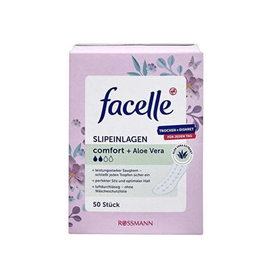 Facelle Aloe Vera Daily Panty Liners - Breathable, Thin & Absorbent - Feminine Hygiene for Odor Control & Comfort (50 Co