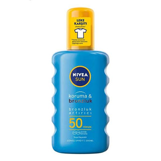 Nivea SPF 50 Sunscreen Spray for Natural Bronzing - Water-Resistant & Dermatologically Tested Nivea SPF 50 Sunscreen Spray - Protect & Bronze SPF 50 sunscreen spray, natural bronzing sunscreen, water-resistant sun protection, dermatologically tested sunscreen, Nivea sun care product, outdoor protection, skincare, sun protection, natural glow, beach essentials, pool essentials, hiking gear, water sports gear, sensitive skin solutions, skincare for outdoor enthusiasts