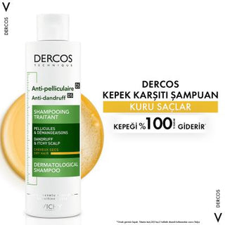Vichy Dercos Anti-Dandruff Shampoo for Dry Hair - Salicylic Acid, Paraben-Free - Soothes Itching Scalp & Eliminates Flakes Vichy Dercos Anti-Dandruff Shampoo - Dry Hair & Itch Relief anti-dandruff shampoo, dandruff shampoo for dry hair, dry scalp shampoo, salicylic acid shampoo, paraben-free shampoo, itching scalp relief, dermatological shampoo, Vichy Dercos, kepek şampuanı, anti dandruff, dry hair, itchy scalp, flaky scalp, scalp treatment, dandruff control, moisturizing shampoo, hydrating shampoo, sensiti