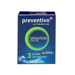 Preventivo Condoms - Travel Size 3-Pack with Variety of Sensations for Intimacy and Contraception Preventivo Condoms - Travel Size for Intimacy condoms,travel size condoms,sensation condoms,Preventivo condoms,contraception,adult protection,intimacy enhancement,discreet packaging,portable contraception,STI prevention,relationship essentials,personal care,sexual health