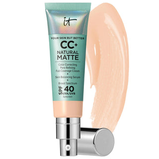 CC+ Cream Natural Matte Foundation with SPF 40 - Full Coverage, Hydrating, Non-Comedogenic CC+ Cream Matte Foundation - Full Coverage, Hydrating matte foundation, SPF 40 sunscreen, full-coverage foundation, oily skin foundation, non-comedogenic foundation, hydrating foundation, long-lasting foundation, skin-blurring effect, shine control, pore-minimizing, hyaluronic acid, lentil seed extract, air licium, broad-spectrum sunscreen, vegan cosmetics, fragrance-free, non-comedogenic cosmetics, cosmetics for oily