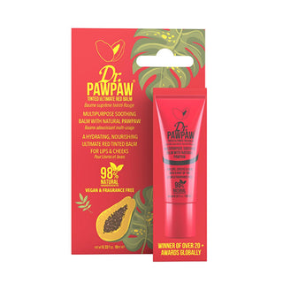 Dr. Pawpaw Multipurpose Tinted Ultimate Red Balm - Natural Moisturizer for Lips and Skin, 10ml Dr. Pawpaw Tinted Balm - Natural Lip & Skin Moisturizer multipurpose balm, natural moisturizer, tinted lip balm, scentless skincare, compact skincare product, skincare, makeup, natural ingredients, lip care, cheek color, portable cosmetics