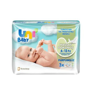 Uni Baby: Gentle Touch Baby Wipes 3x52 - Hypoallergenic, Fragrance-Free Sensitive Skin Cleansing Uni Baby Wipes: Gentle, Hypoallergenic for Sensitive Skin baby wipes, sensitive skin wipes, fragrance-free baby wipes, hypoallergenic baby wipes, unibaby wipes, baby cleansing wipes, alcohol free baby wipes, paraben free baby wipes, gentle baby wipes, baby skincare, baby hygiene, diaper wipes, newborn wipes, wipes for sensitive skin, prebiotic wipes, fragrance free, hypoallergenic, paraben free, alcohol free, ba
