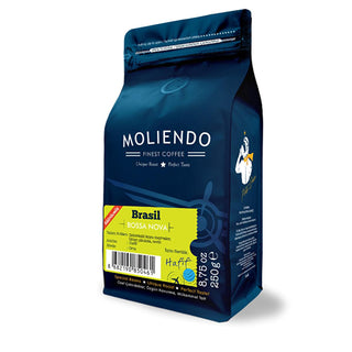 moliendo brazil bossa nova ground coffee packaging, rich hazelnut and chocolate flavor coffee, ground coffee beans from cerrados de minas Moliendo Brazil Bossa Nova Ground Coffee - 250g | Filter Coffee Moliendo Brazil Bossa Nova Ground Coffee 250g moliendo, brazil-bossa-nova, ground-coffee, gourmet-coffee, coffee-lovers, arabica, filter-coffee, premium-coffee, flavored-coffee, ai-generated