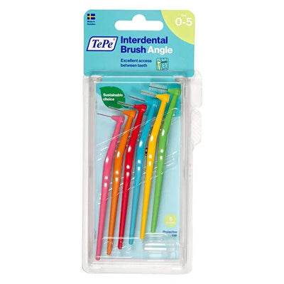 Tepe Interdental Brush Set - Angle Handle Mixed Set of 6 for Improved Oral Hygiene