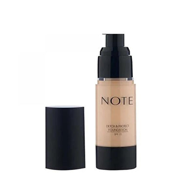 Note Detox & Protect Foundation - 01 Beige: Anti-Aging, Antioxidant, Medium Coverage, Satin Finish, Natural Radiant Foun