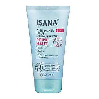 Isana 3-in-1 Facial Cleansing and Exfoliating Product - Vegan, Dermatologically Tested, pH-Balanced Skincare Isana 3-in-1 Facial Cleansing - Vegan & pH-Balanced 3-in-1 face wash, vegan skincare, dermatologically tested skincare, natural exfoliant, salicylic acid face mask, pH-balanced skincare, facial cleansing product, exfoliating product, masking product, skincare routine simplification, cruelty-free skincare, sensitive skin friendly, multi-functional skincare