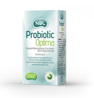 Nbl Probiotic Optima Dietary Supplement for Gut Health Support - 30 Tablets with 1.5 Billion Probiotics, Vitamin C & Fib