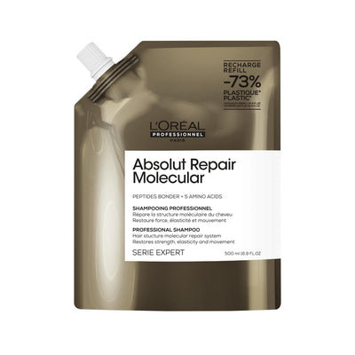 L'Oreal Professionnel Absolut Repair Molecular Shampoo Refill - Deeply Cleanses & Repairs Damaged Hair, Professional Hai