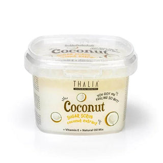 Thalia Natural Beauty Coconut Sugar Scrub: Gentle Exfoliation, Deeply Nourishes, Paraben-Free - For Smooth, Radiant Skin Thalia Coconut Sugar Scrub: Exfoliate & Nourish Naturally sugar scrub, coconut sugar scrub, natural body scrub, exfoliating scrub, paraben free scrub, gentle sugar scrub, coconut body scrub, Thalia Natural Beauty, body scrub, natural skincare, coconut scent, gentle exfoliation, smoother skin, radiant skin, tropical scent, moisturizing, circulation, skin renewal, sensitive skin, clean beau