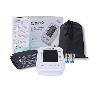 Nimo Digital Blood Pressure Monitor - Upper Arm Type, Clinically Tested, Memory Function & 2-Year Warranty Nimo Digital Blood Pressure Monitor - Accurate & Easy to Use Digital Blood Pressure Monitor, Upper Arm Blood Pressure Monitor, Automatic Blood Pressure Machine, Clinically Tested Blood Pressure Device, Blood Pressure Monitor with Memory, Hypertension Management, Cardiovascular Health, Home Health Monitoring, Health and Wellness, Medical Devices, Blood Pressure Tracking, Heart Rate Monitor