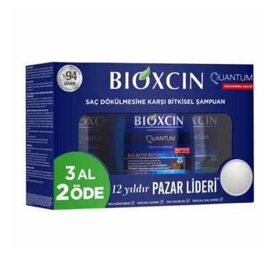 Bioxcin Quantum Shampoo for Dry & Normal Hair - Thicker, Fuller Hair with Bio-Peptides - Paraben Free - 3 x 300ml