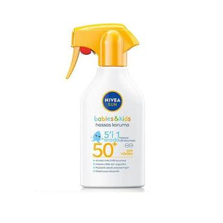 nivea sunspray for babies and kids - spf 50+, nivea sun sensitive protection sunscreen spray, nivea baby and children sunscreen spray in use Nivea Sun Baby & Kids Sensitive Protection Sunspray - SPF 50+ | 270 ml Nivea Sunspray for Babies & Kids | SPF 50+ nivea, sunscreen, baby-sunspray, kids-sunspray, spf-50+, sensitive-skin, waterproof, pediatric-approved, outdoor-safety, ai-generated