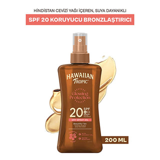 Hawaiian Tropic Glowing Protection SPF20 Sunscreen Oil: Tan & Moisturize with UVA/UVB Protection Hawaiian Tropic SPF20 Sunscreen Oil: Tan & Protect sunscreen oil, SPF20 sunscreen, Hawaiian Tropic sunscreen, vegan sunscreen, bronzing sunscreen oil, water resistant sunscreen, sun protection oil, UVA UVB protection sunscreen, sun protection, tanning oil, tanning, coconut oil, aloe vera, tropical flower extracts, moisturizing sunscreen, non-greasy sunscreen, water resistant, vegan, recycled packaging, eco-frien