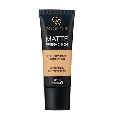 Golden Rose Matte Perfection Foundation - Long-Lasting, High Coverage, SPF 15 - Suitable for All Skin Types
