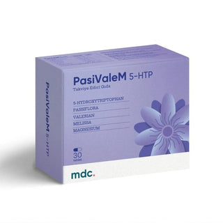 MDC PasiValeM - Natural Relaxation & Sleep Support Supplement with 5-HTP, Passiflora, and Magnesium - 30 Tablets MDC PasiValeM - Natural Sleep & Relaxation Supplement 5-HTP supplement, relaxation aid, sleep support, natural anxiety relief, dietary supplement, MDC PasiValeM, stress relief, mood balance, sleep aid, herbal supplement, magnesium supplement, Passiflora, Valerian, Melisa, natural relaxation, wellness, health supplement, anxiety relief, sleep quality, relaxation support