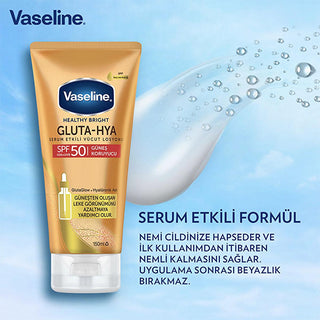 Vaseline Gluta-Hya SPF 50 Sunscreen Body Lotion: UVA/UVB Protection, Hydrating Hyaluronic Acid, Reduces Sunspots, Non-Greasy Formula Vaseline SPF 50 Sunscreen: UVA/UVB Protection & Hydration sunscreen body lotion, SPF 50 body lotion, UVA UVB protection, hyaluronic acid body lotion, sunspot reduction lotion, non greasy sunscreen, dermatologically tested sunscreen, GlutaGlow lotion, sun protection body care, body lotion, sunscreen, SPF 50, UVA protection, UVB protection, hyaluronic acid, sunspot reduction, no