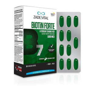zade vital biotin forte capsules, 30 capsules of zade vital biotin with nettle seed oil Zade Vital Biotin Forte - 30 Capsules | Enriched with B7 Vitamin Zade Vital Biotin Forte - 30 Capsules with Essential Oils biotin, health-supplement, zade-vital, vitamin-b7, hair-skin-health, cold-pressed-oil, dietary-support, wellness, adults-health, ai-generated