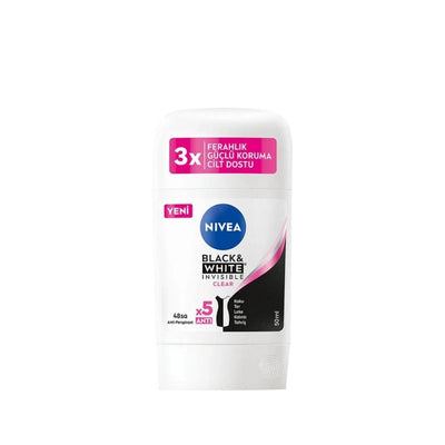 Nivea Black&White Women's Transparent Deodorant - 50ml, Effective Odor Control for Women
