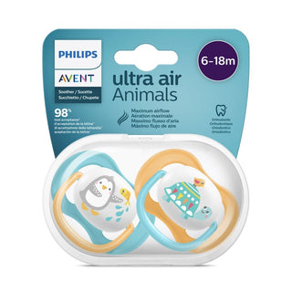 Philips Avent Ultra Air Animals 6-18m Blue Pacifier Set of 2